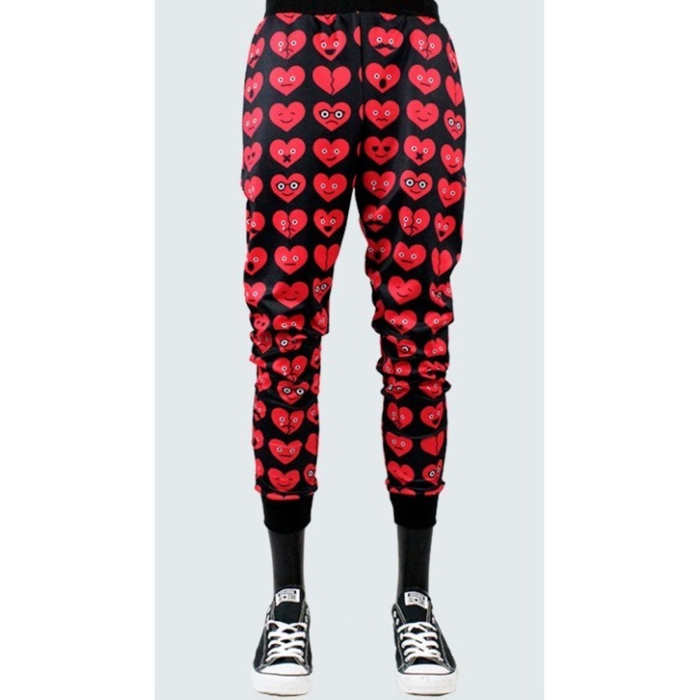 Kayden K Jogger Pants Mens Small Skinny Hearts Poly Stretch New Made in USA